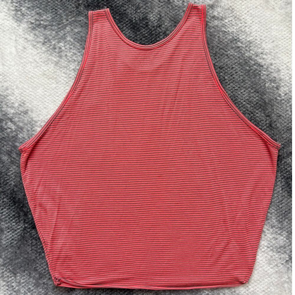 We The Free People Striped Sedgwick Tank Top Shirt Coral Gray Oversized Size XS - Picture 2 of 10